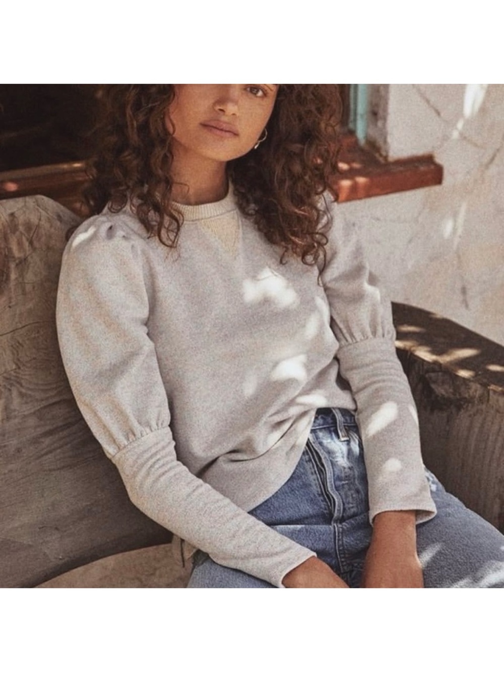 Saylor Addy Puff‎ Sleeve Metallic Sweatshirt